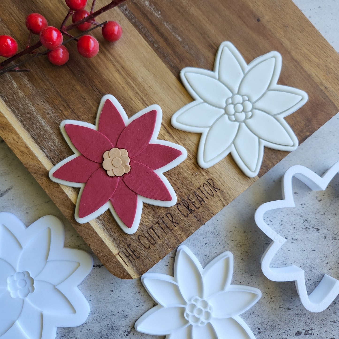 Poinsettia Christmas Flower Stamp & Cutter Sets