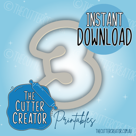 Number 3 - Cookie Cutter STL File