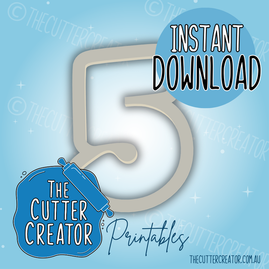 Number 5 - Cookie Cutter STL File