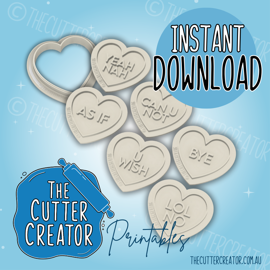 Anti Valentines Candy Heart Minis - Cookie Cutter STL File