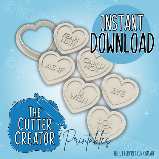 Anti Valentines Candy Heart Minis - Cookie Cutter STL File