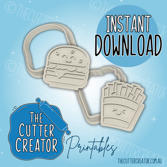 Burger & Fries Minis - Cookie Cutter STL File