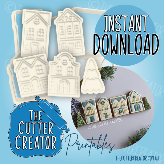 Christmas Mini Townhouses - Cookie Cutter STL File Bundle