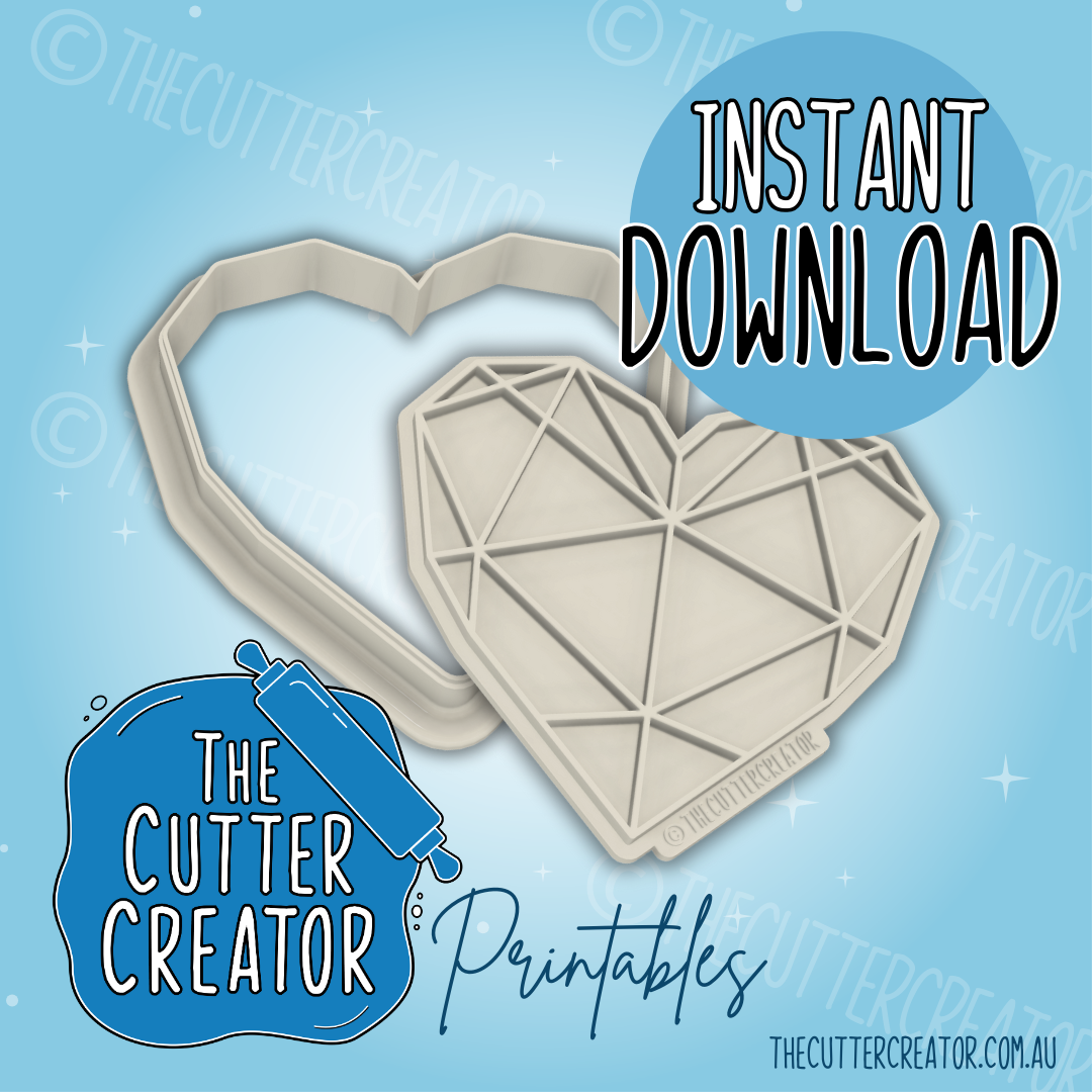 Geometric Heart - Cookie Cutter STL File