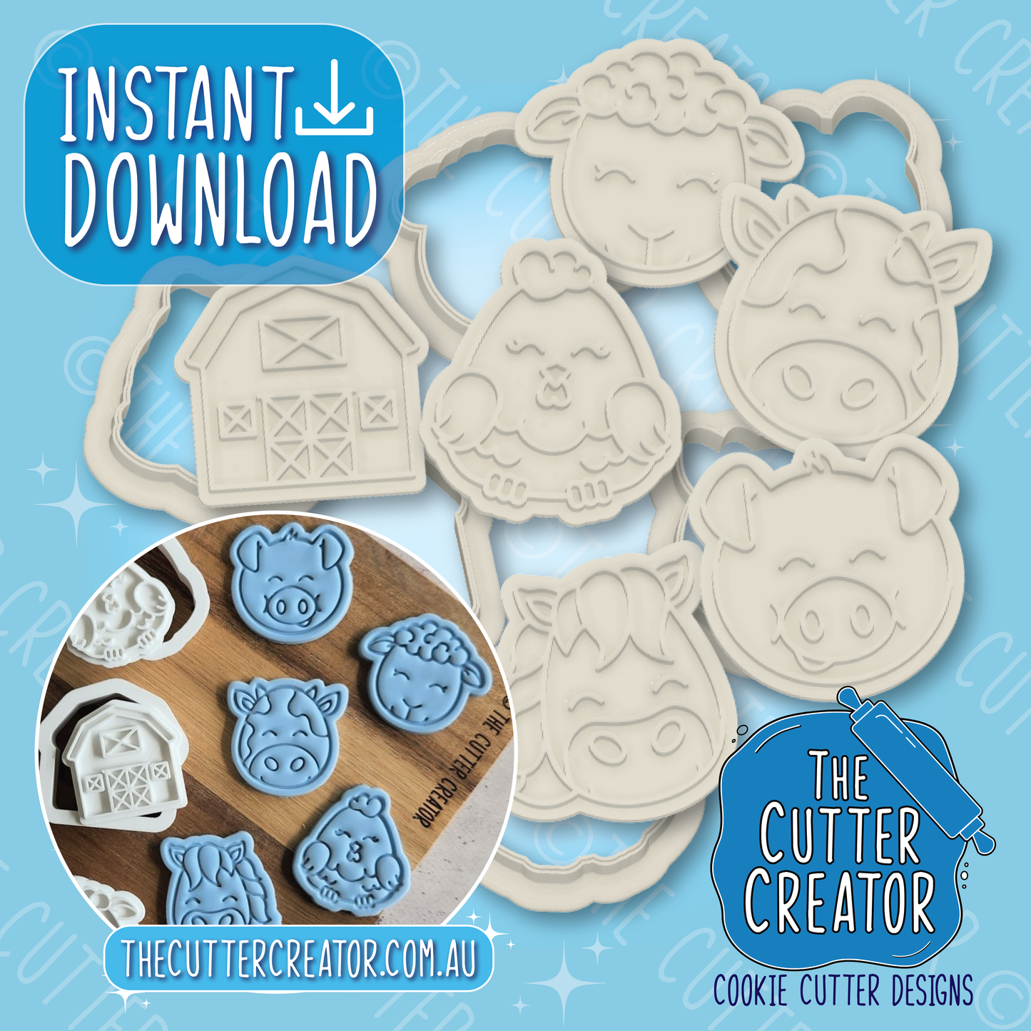 Farm Animal Minis (Impression Stamps) - Cookie Cutter STL File Bundle