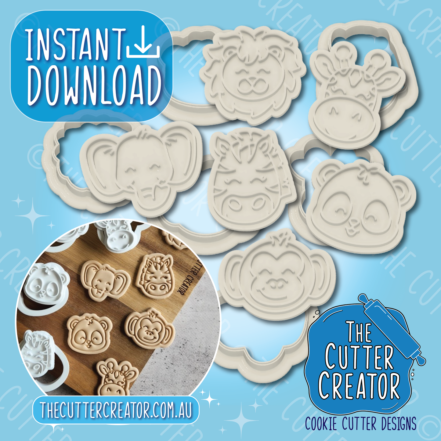 Jungle Animal Minis (Impression Stamps) - Cookie Cutter STL File Bundle