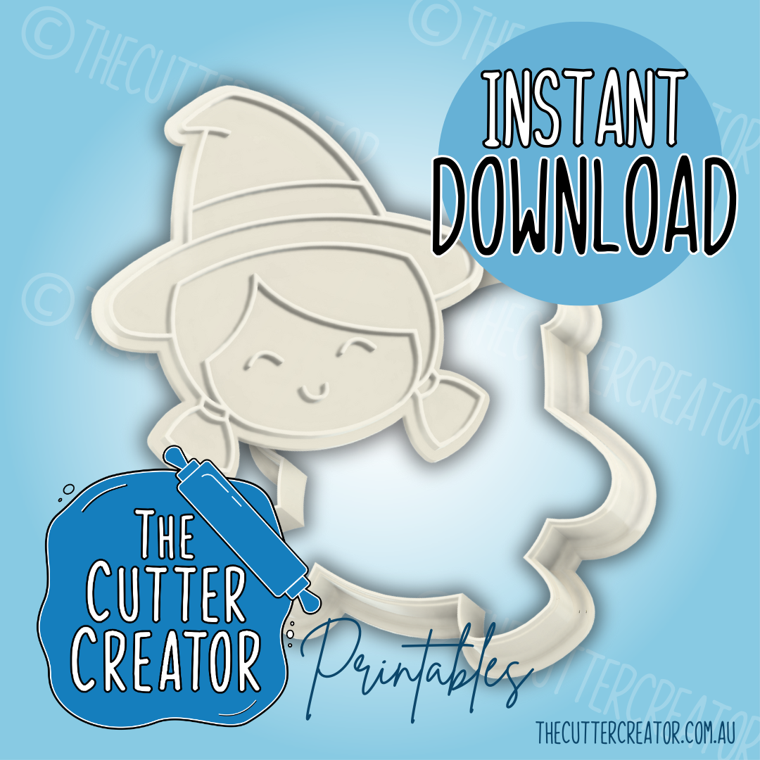 Witch - Cookie Cutter STL File (Impression Stamp)