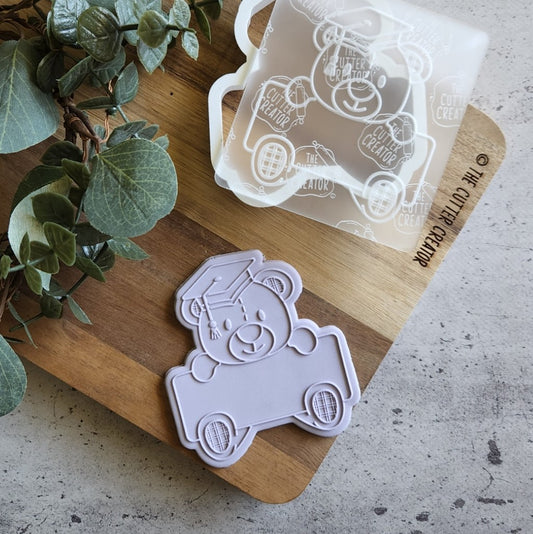 Graduation Bear Plaque Cutter & Stamp - Raised