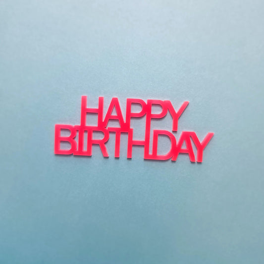 Happy Birthday Cake Topper - Block Font