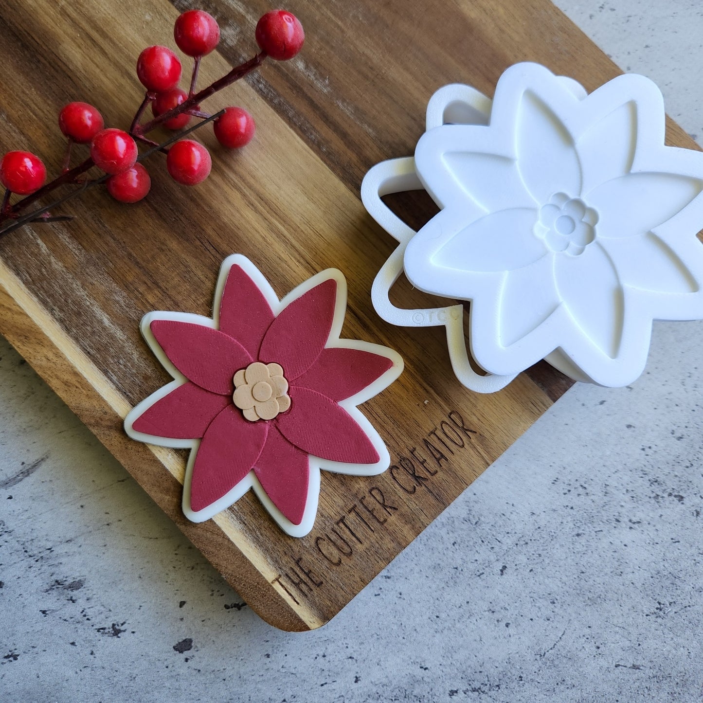 Poinsettia Christmas Flower Stamp & Cutter Sets
