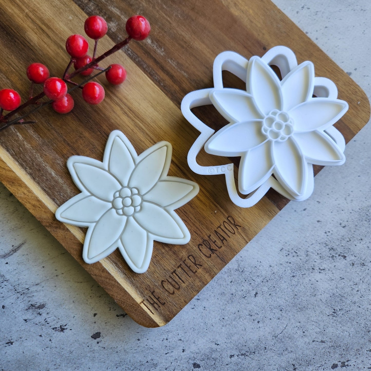 Poinsettia Christmas Flower Stamp & Cutter Sets