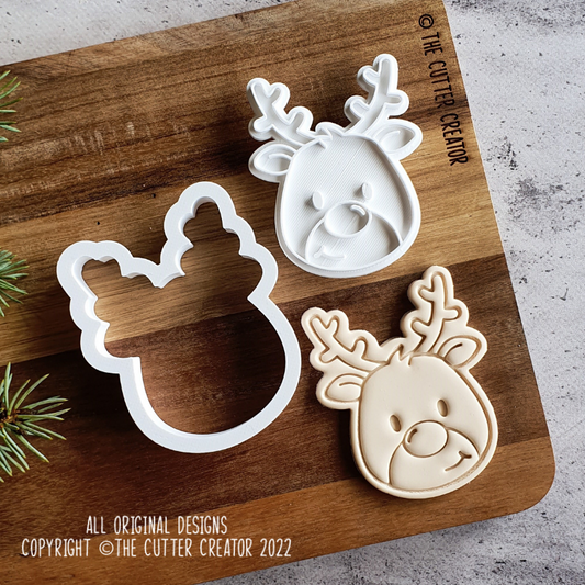 Reindeer Face Cutter & Stamp - Impression