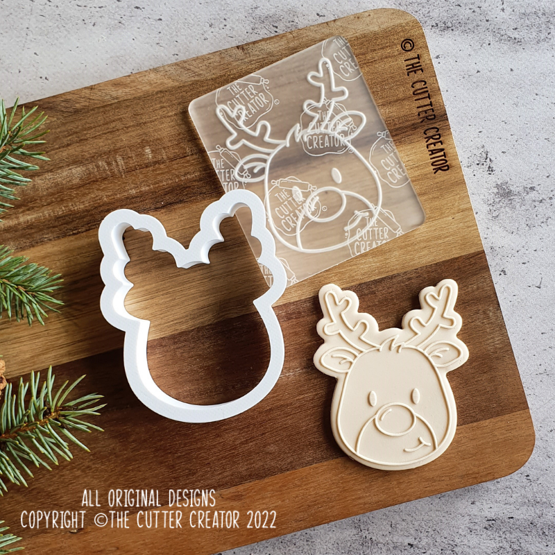 Reindeer Face Cutter & Stamp - Raised