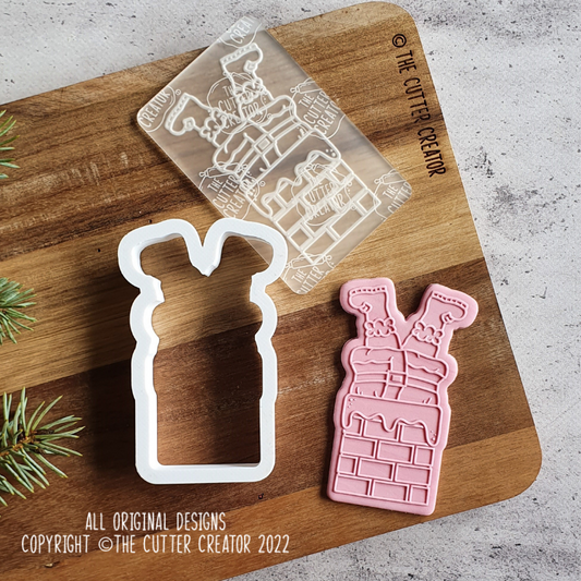 Santa in the Chimney Cutter & Stamp - Raised