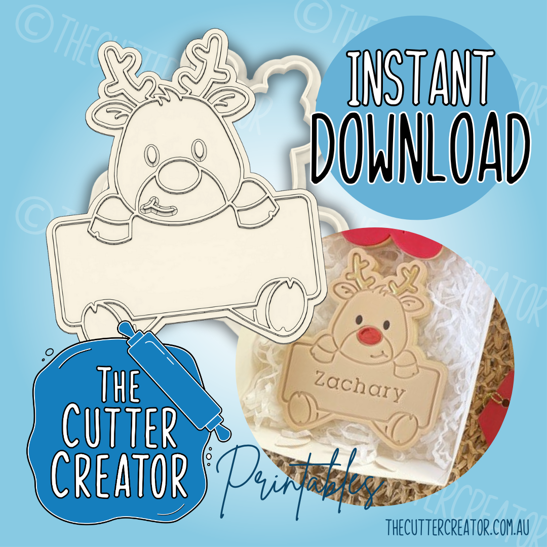 Reindeer Plaque - Cookie Cutter STL File