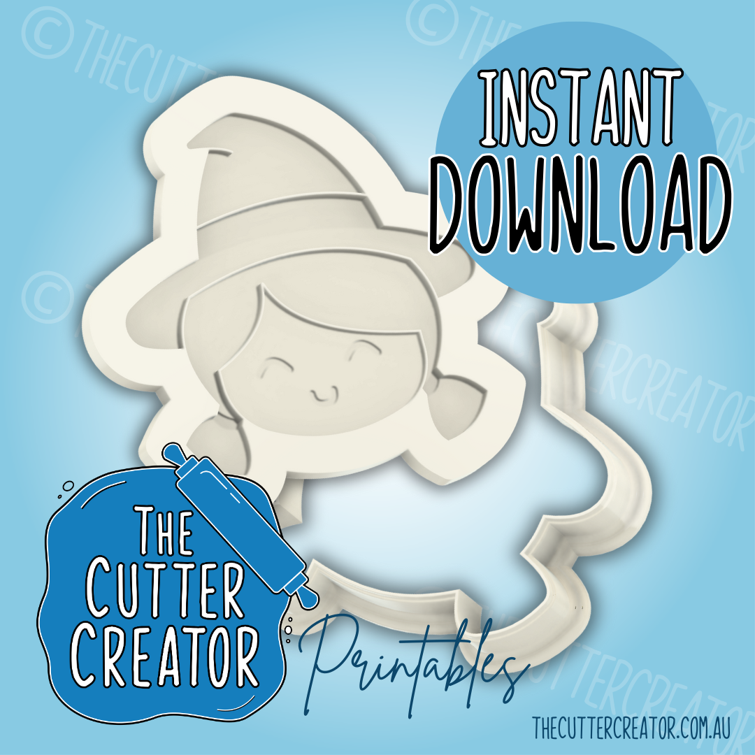 Witch - Cookie Cutter STL File (Layered Stamp)